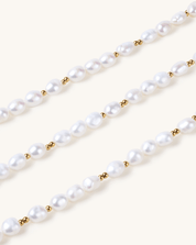 Golden Bead Accent Pearl Necklace, 7 - 9mm, 3A - PERLVOYA