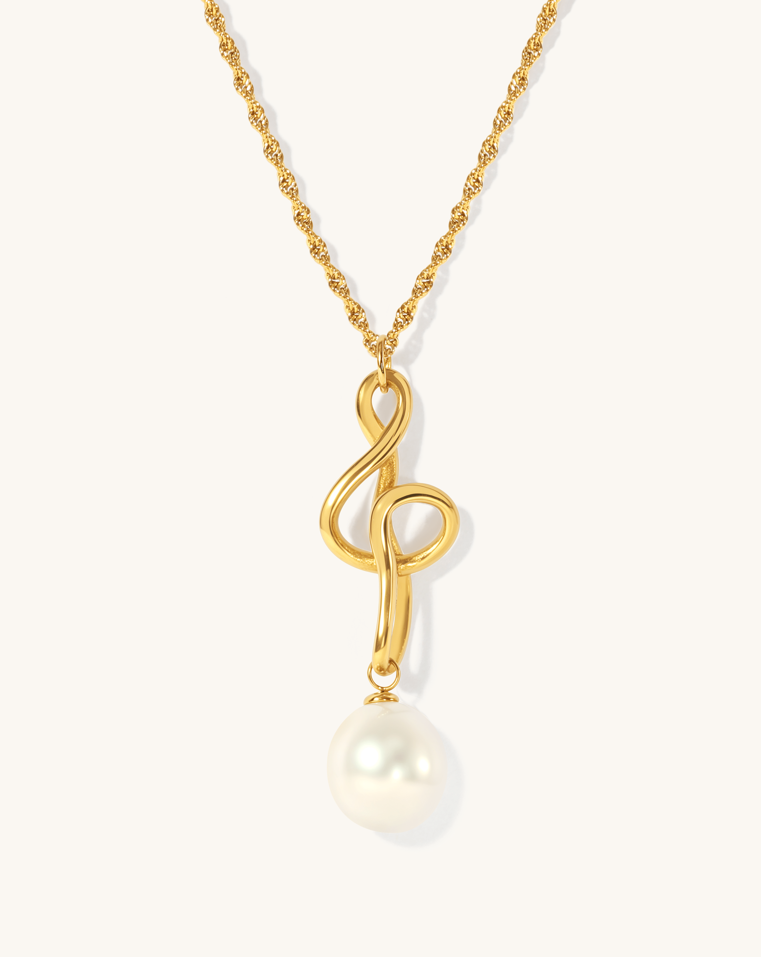 Golden Treble Clef Pearl Necklace, 10-11mm, 4A – PERLVOYA