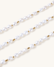 Golden Bead Accent Pearl Necklace, 7 - 9mm, 3A - PERLVOYA