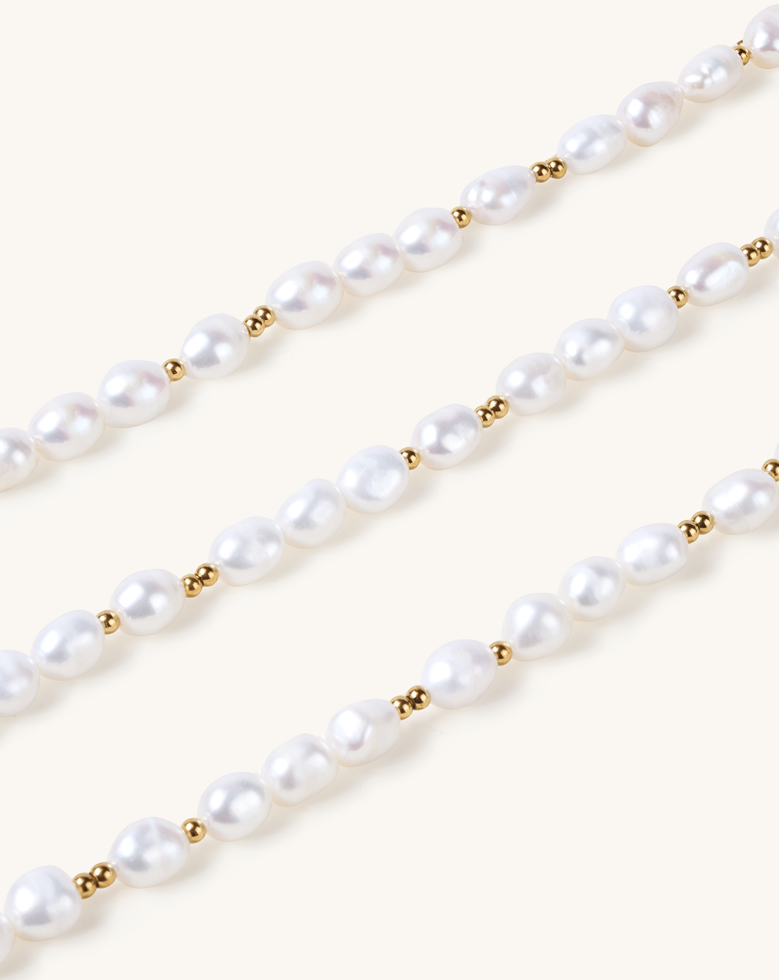 Golden Bead Accent Pearl Necklace, 7 - 9mm, 3A - PERLVOYA